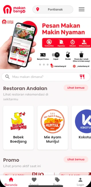 Tampilan beranda Makanbang.id di ponsel