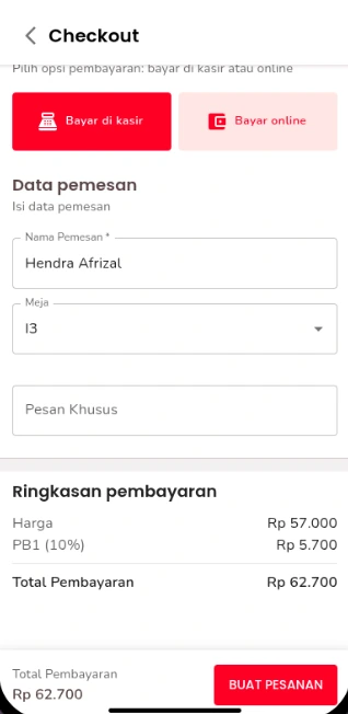 Mengisi data pemesan dan ringkasan pembayaran di Makanbang.id