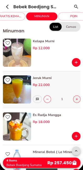 Memilih menu dan melihat ringkasan keranjang di Makanbang.id
