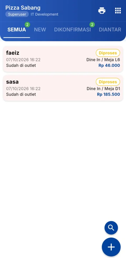 Daftar order berjalan di MB POS