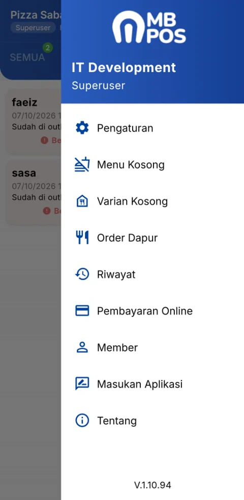 Menu samping MB POS